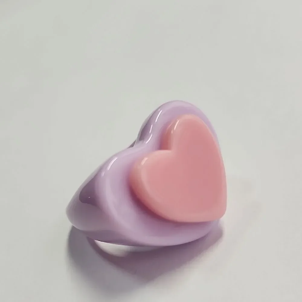 I Heart Party Purple and Pink Ring by Sparklemuse Size 8